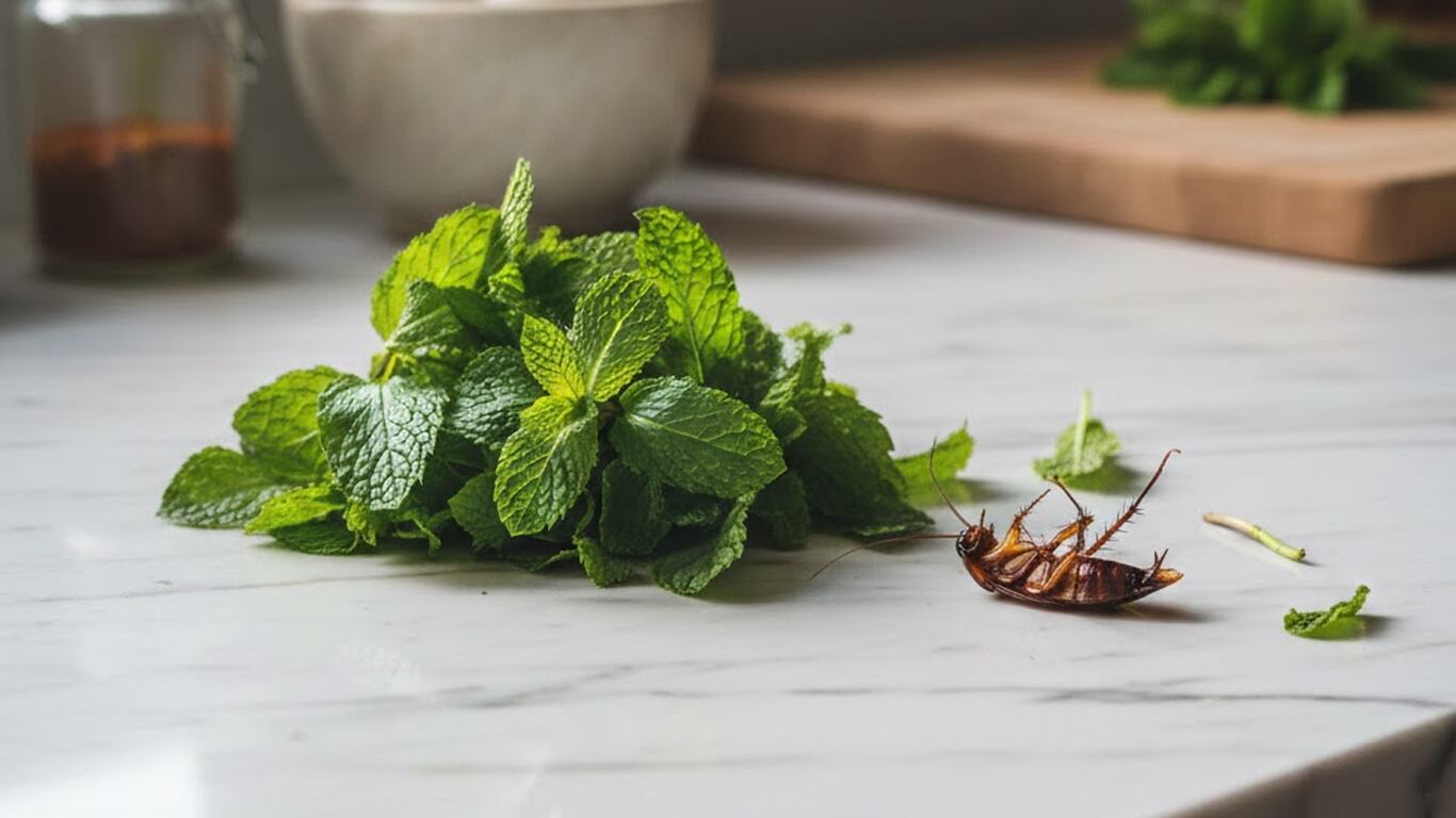 Las hojas de menta sirven para ahuyentar las cucarachas de la casa. (Imagen ilustrativa generada con IA)