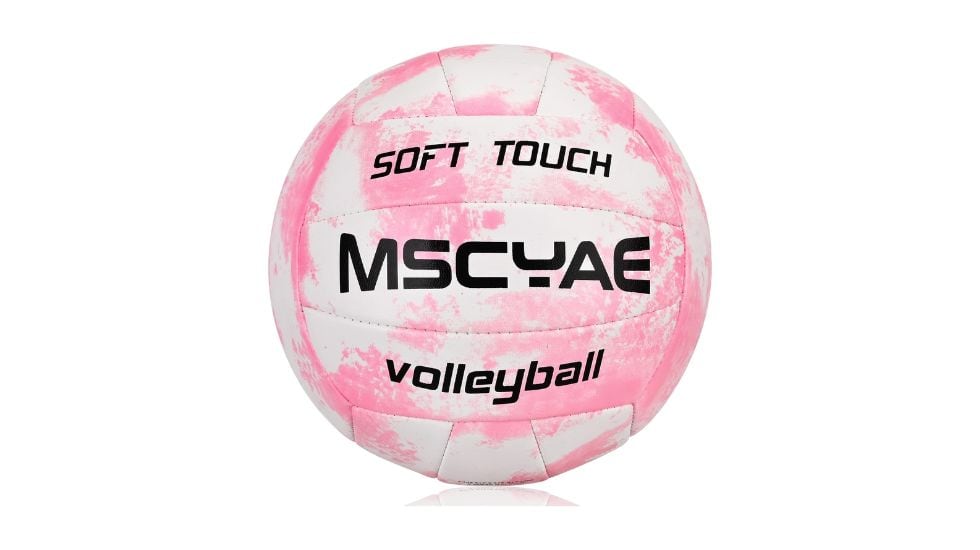 Balón voleibol de color rosa.