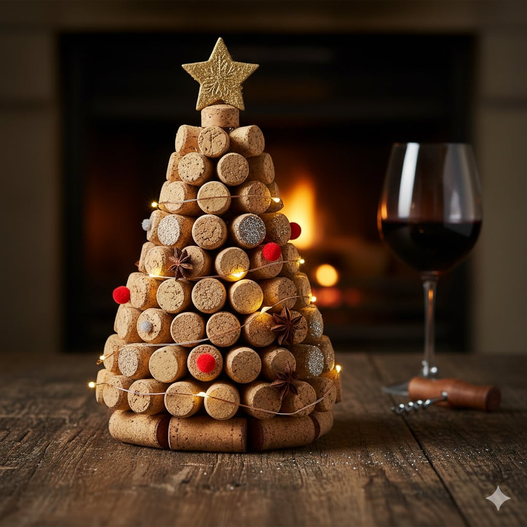 Así queda el árbol de Navidad con corchos