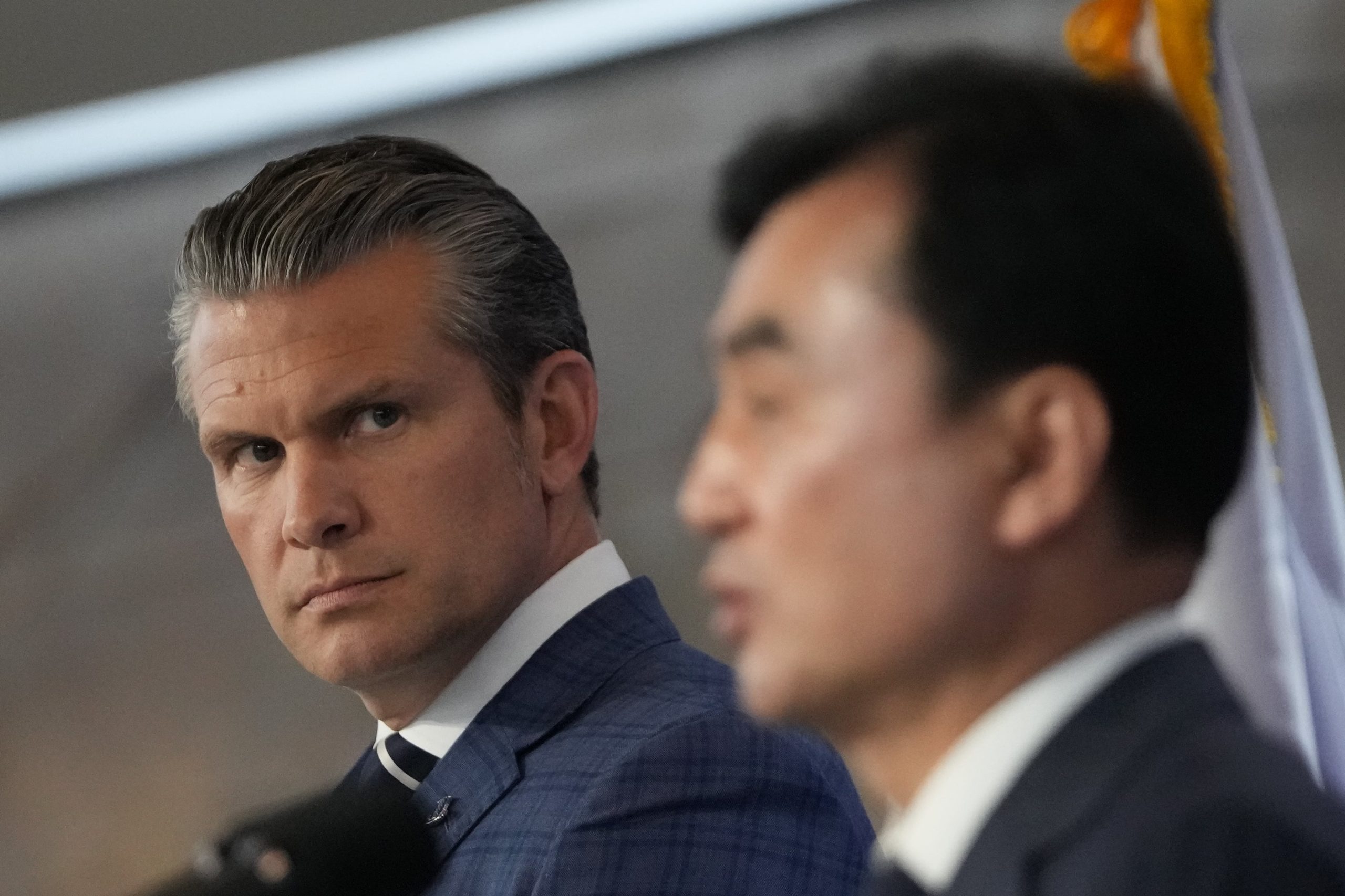 El secretario de Defensa de Estados Unidos, Pete Hegseth, en el Ministerio de Defensa en Seúl, Corea del Sur, el martes 4 de noviembre de 2025