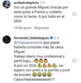 Los mensajes para el preparador físico de Colapinto. (Foto: Captura).