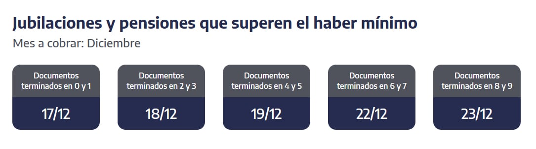 Quiénes cobran hoy, miércoles 17 de diciembre. (Captura: ANSES)