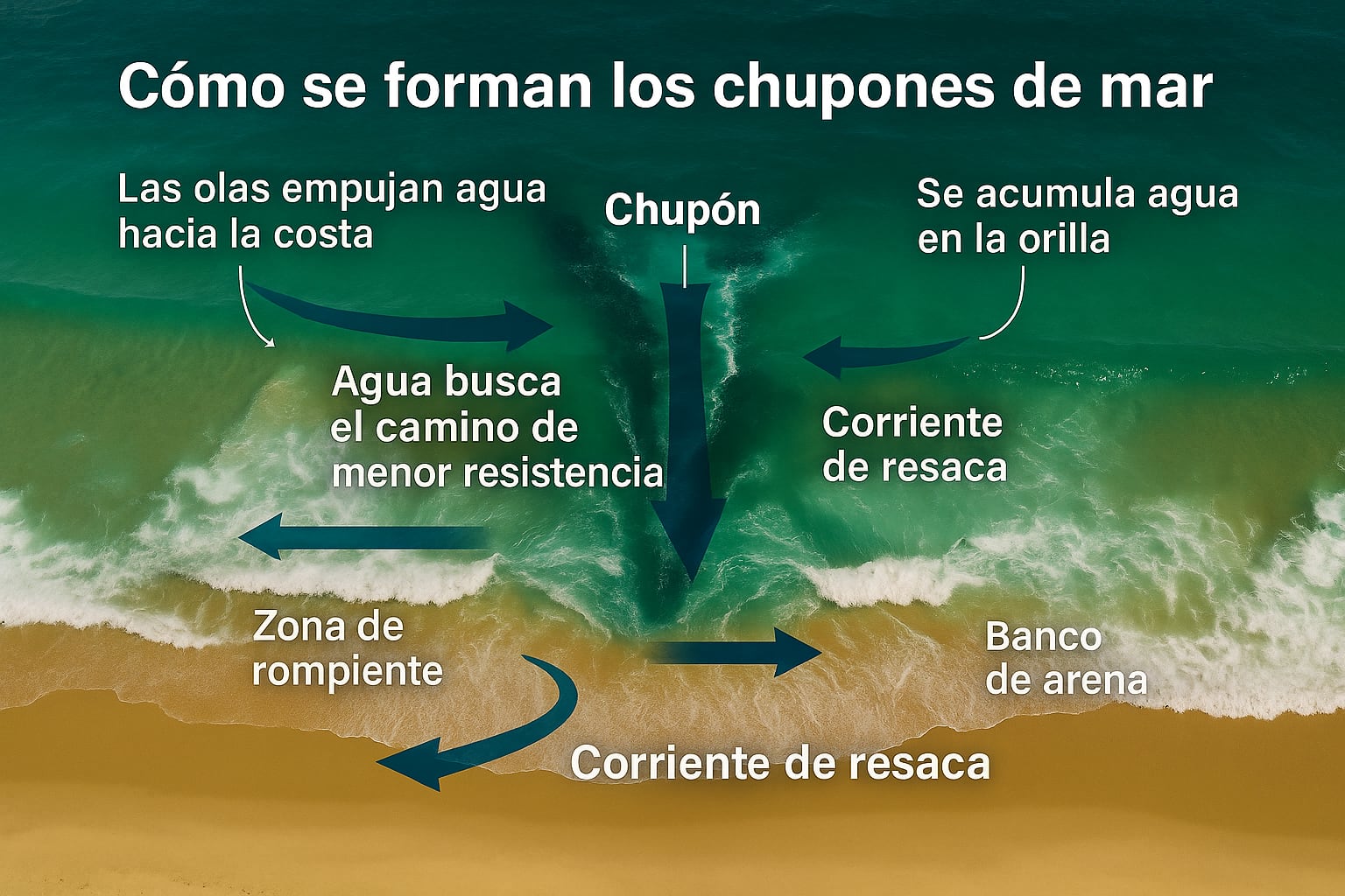 Explicación gráfica de cómo se forman los chupones de mar