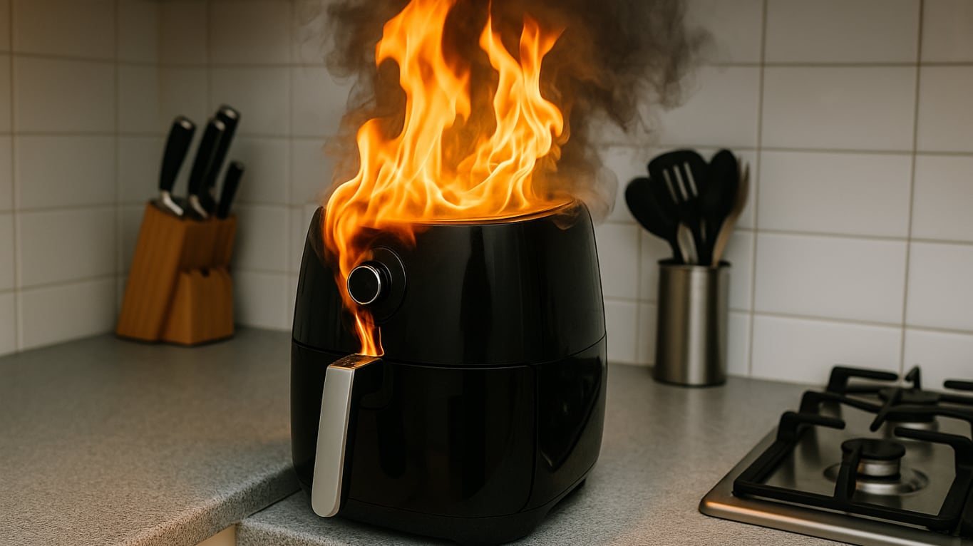 Así puede terminar tu freidora de aire (Foto: ChatGPT).