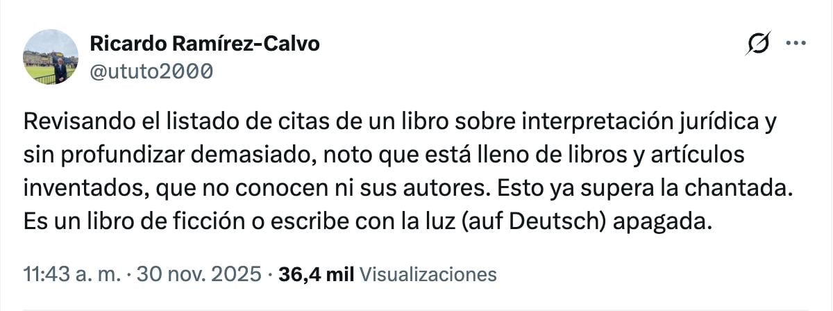 El posteo de Ricardo Ramírez-Calvo