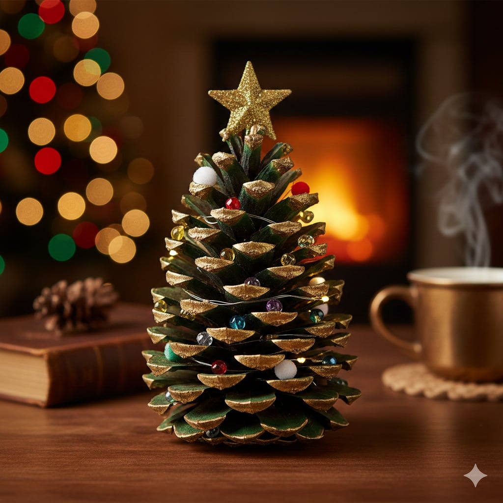 Representación del árbol de Navidad con piñas