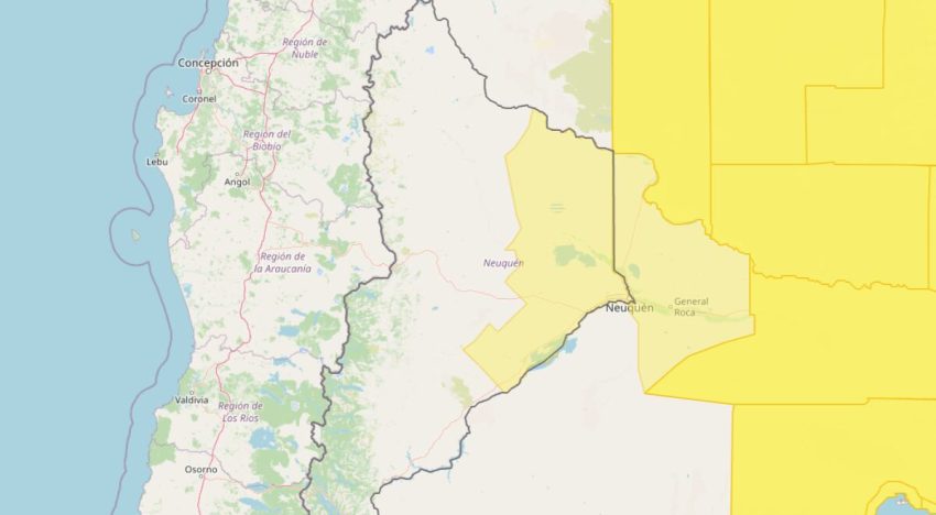 Hay alerta amarilla por viento para este jueves 1 de enero en Neuquén: las zonas afectadas