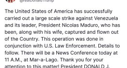 Donald Trump anunció que Estados Unidos capturó a Maduro y a su esposa y los sacó de Venezuela