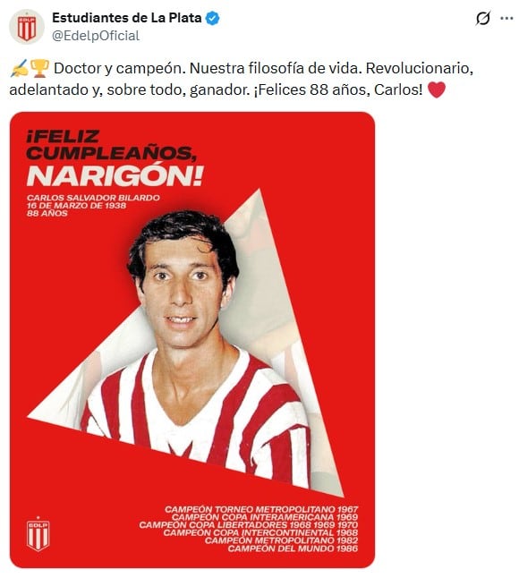 La dedicatoria de Estudiantes de La Plata