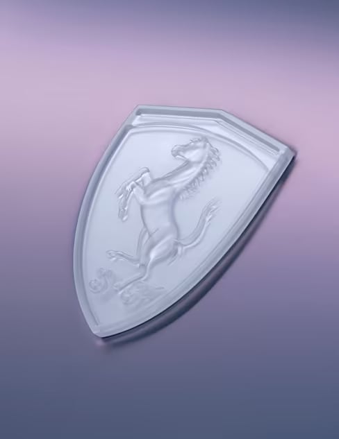 La artista Hyunhee Kim aplicó su estilo semitranslúcido en los escudos de la Scuderia Ferrari