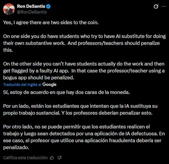 Ron DeSantis abrió el debate sobre la utilización de la IA en las escuelas