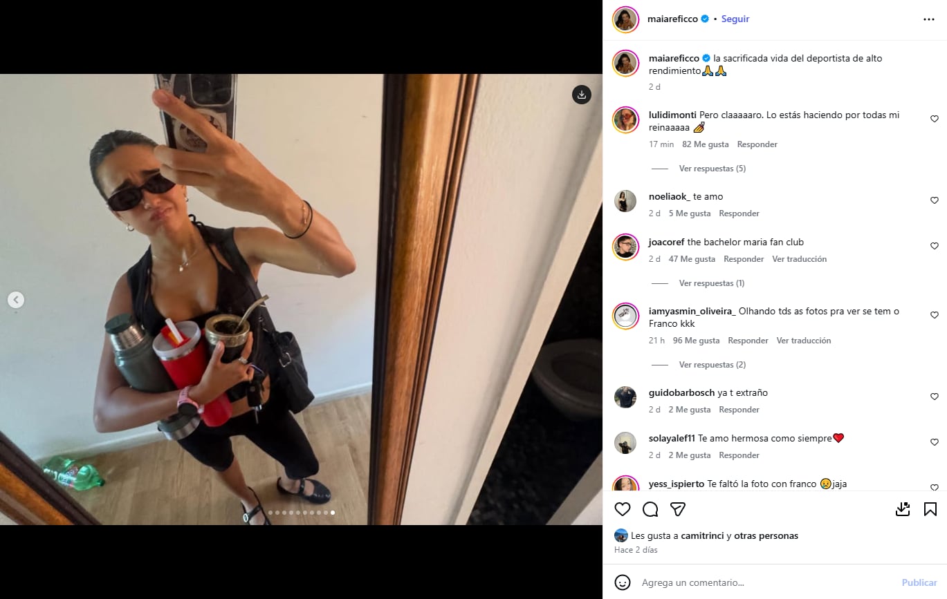 El posteo de Maia Reficco que coincidió con el de Franco Colapinto. (Foto: Instagram/maiareficco)