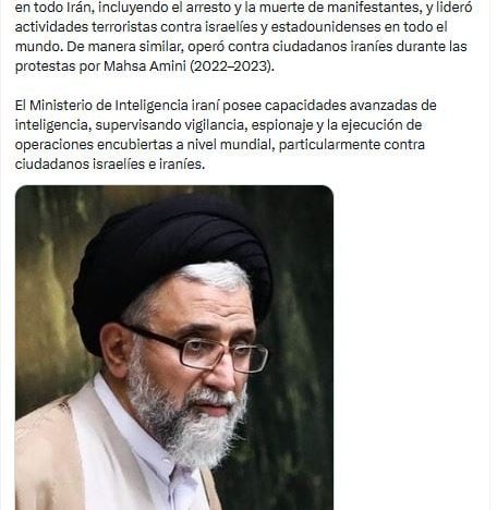 Israel afirmó que mató al ministro de Inteligencia iraní, Esmaeil Khatib