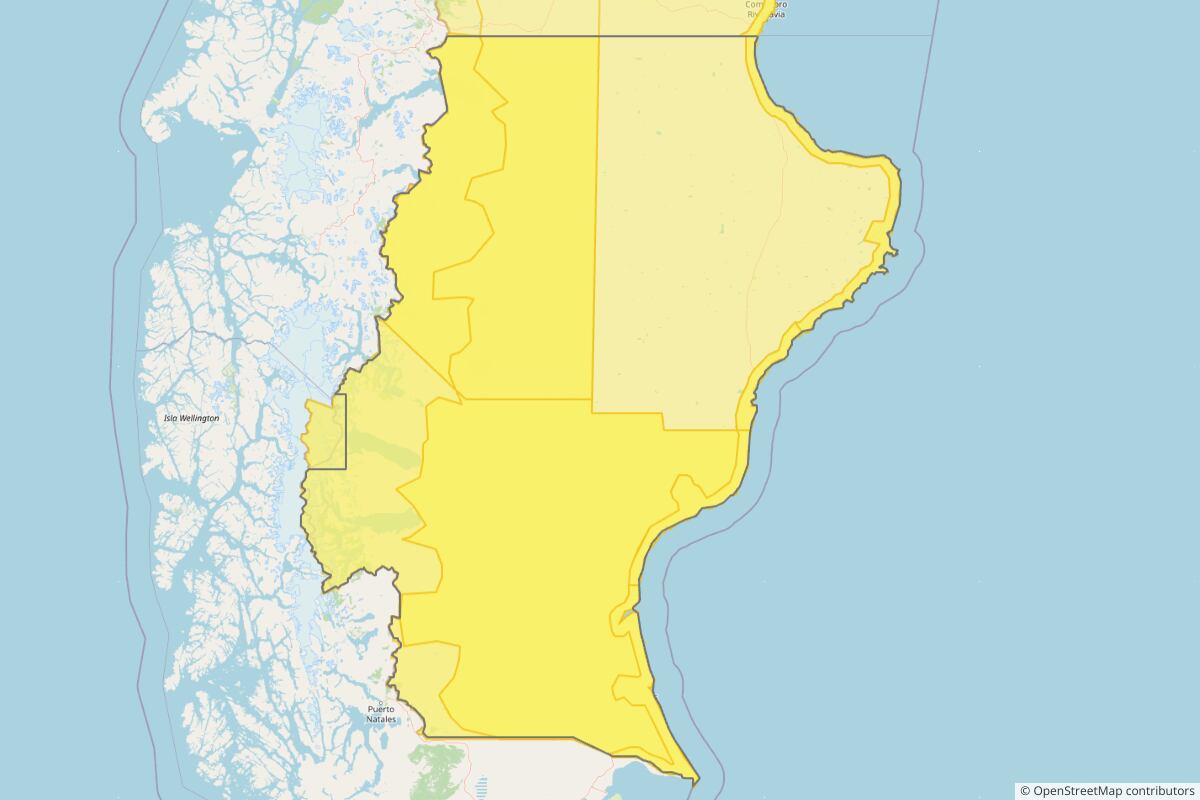 Zona de la provincia de Santa Cruz alcanzada por el alerta que emitió el Servicio Metereológico Nacional. (Foto: TN)