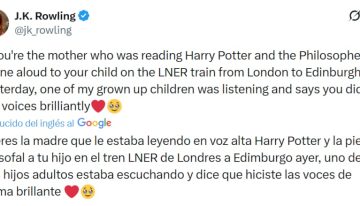 El curioso tuit de J. K. Rowling a una madre que leía Harry Potter en un tren rumbo a Escocia: “Si sos vos…”