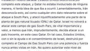 Donald Trump amenazó con “destruir por completo” una importante instalación iraní si vuelve a arremeter contra Qatar