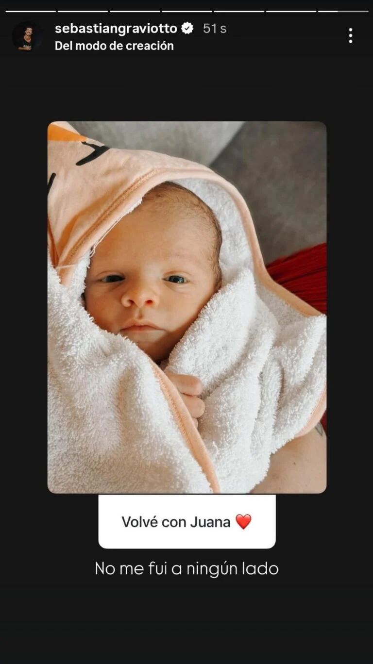 Sebastián Graviotto habló sobre una posible reconciliación con Juana Repetto (Foto: captura Instagram/sebastiangraviotto)
