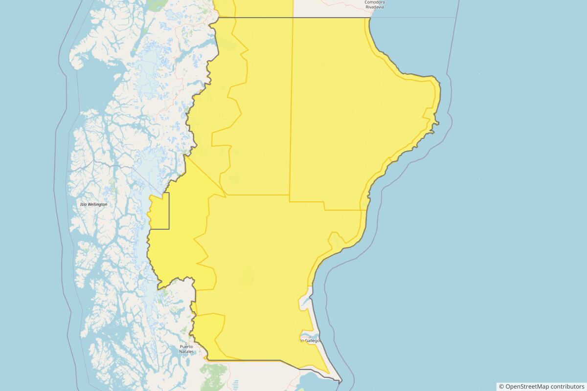 Zona de la provincia de Santa Cruz alcanzada por el alerta que emitió el Servicio Metereológico Nacional. (Foto: TN)