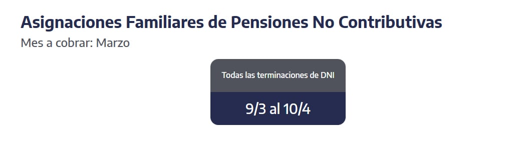 Quiénes reciben las asignaciones familiares de Pensiones No Contributivas. (Captura: ANSES)