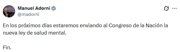 El posteo de Adorni en X