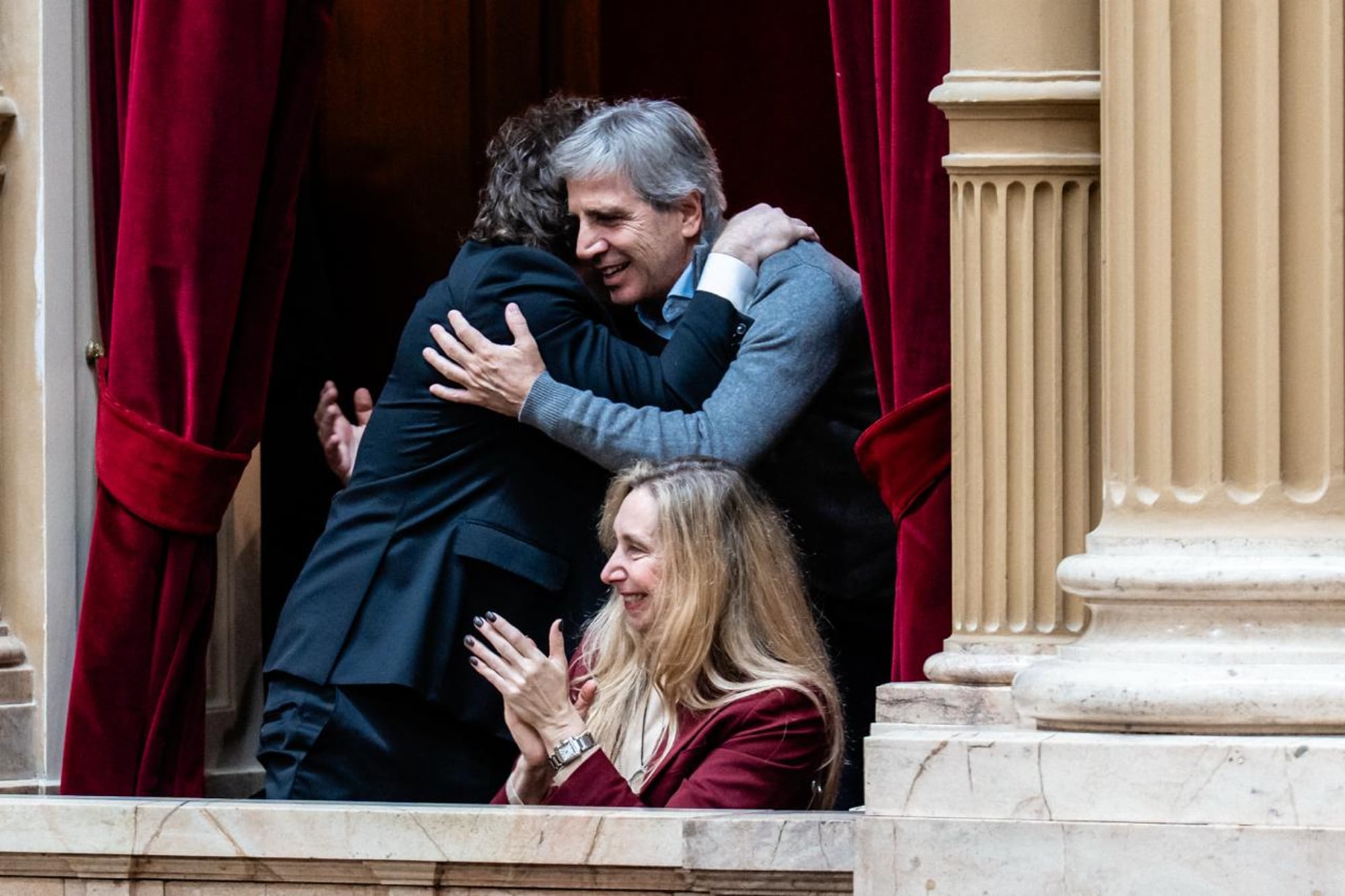 Karina Milei, Javier Milei y Luis Caputo