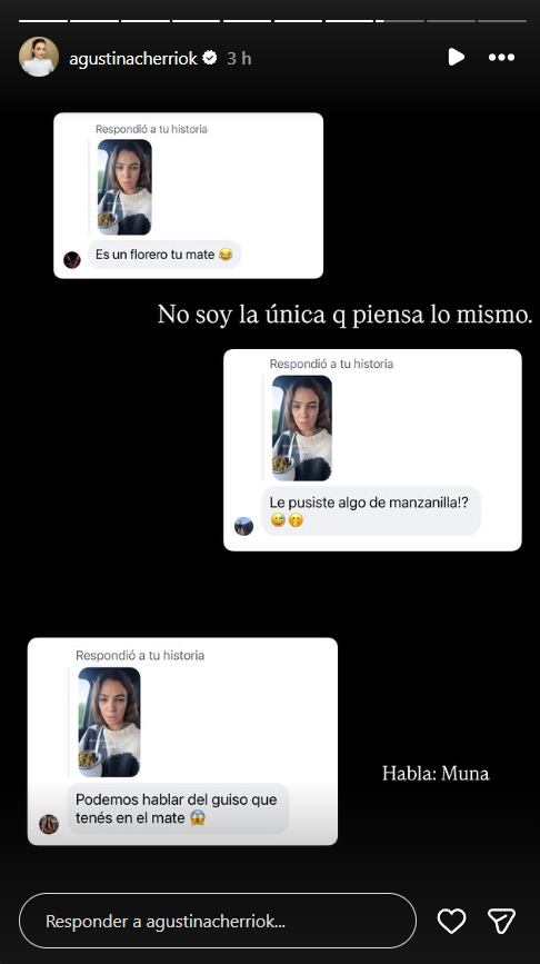 Algunas de las reacciones al mate de Agustina Cherri. (Foto: Instagram /agustinacherriok)