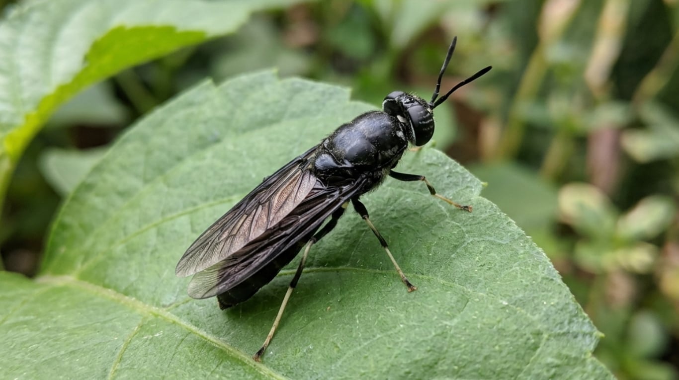 Las larvas de la mosca soldado negra son el elemento principal de este descubrimiento. (Foto: Imagen ilustrativa generada con IA)