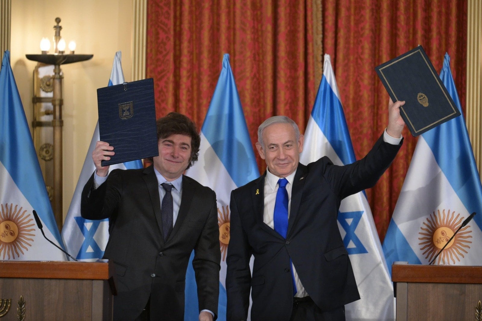 Javier Milei con Benjamin Netanyahu, en su última visita a Israel