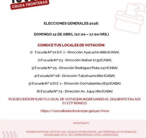 Cómo votar en la Argentina en las elecciones de Perú del domingo 12 de abril