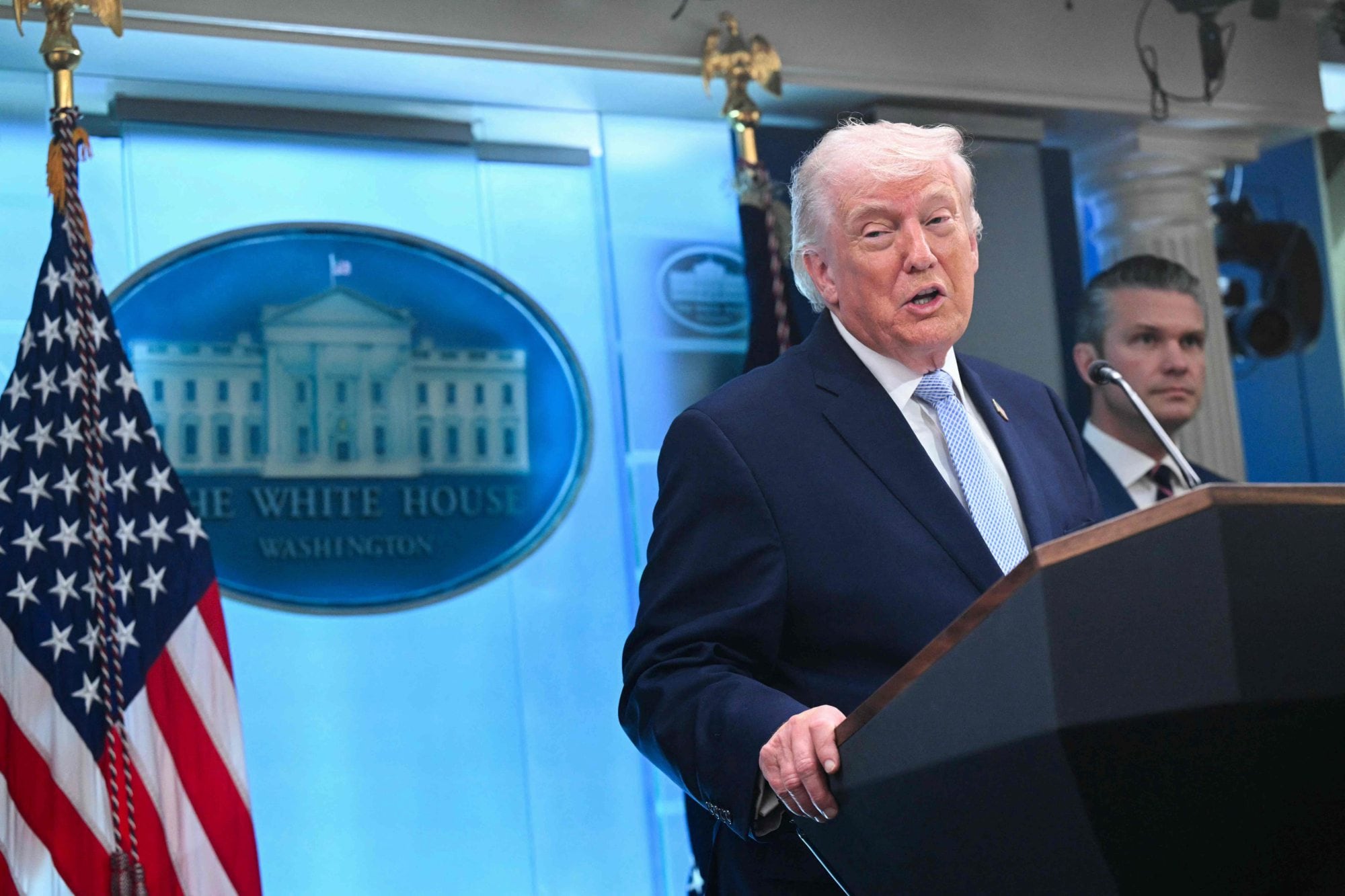 El presidente Donald Trump, en la sala de prensa de la Casa Blanca.