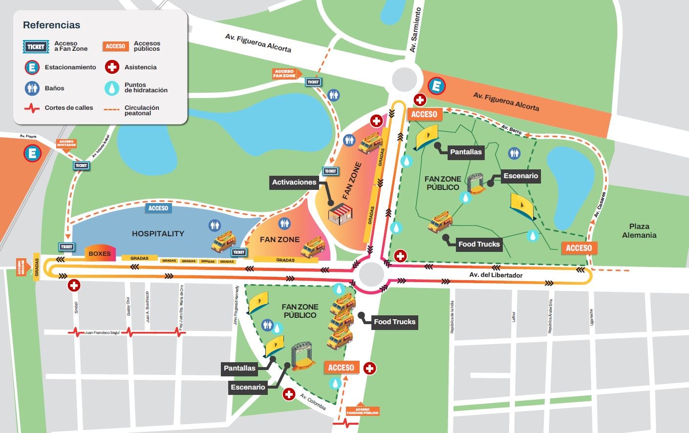 El mapa del Road Show  en Buenos Aires