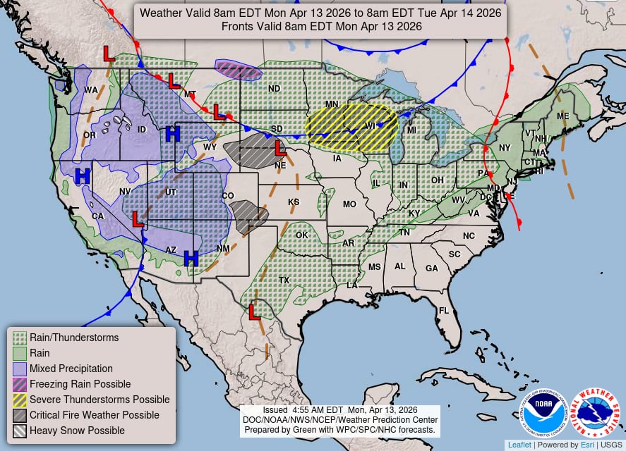 El Servicio Meteorológico Nacional (NWS) advierte sobre el desarrollo de áreas de inestabilidad severa en el Medio Oeste superior