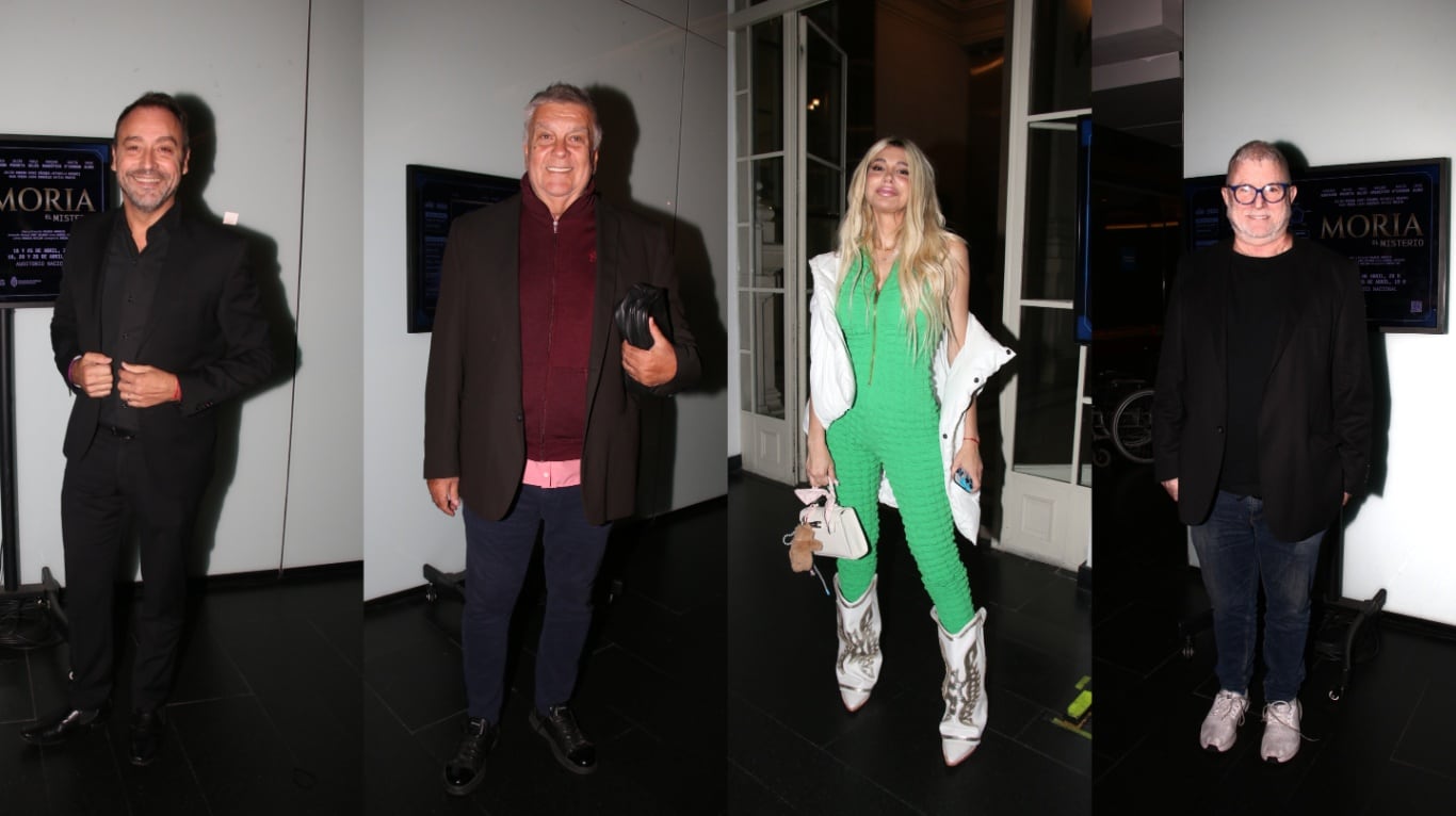 Adrián Pallares, Luis Ventura, Stefy Xipolitakis y Ricky Paskhus, presentes en el homenaje a Moria Casán. (Foto: Movilpress)