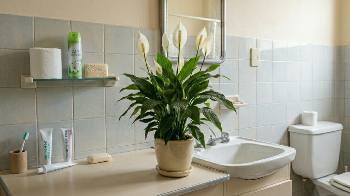El lirio de la paz es ideal para el baño porque no requiere de luz directa, ni mucha ventilación, ni riego constante. (Foto: Imagen ilustrativa generada con IA).