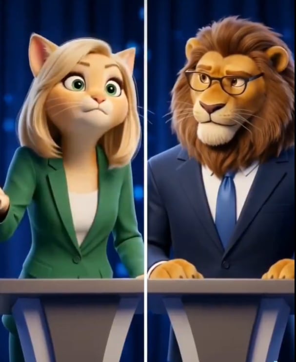 Bregman caricaturizada junto a  Milei como un león