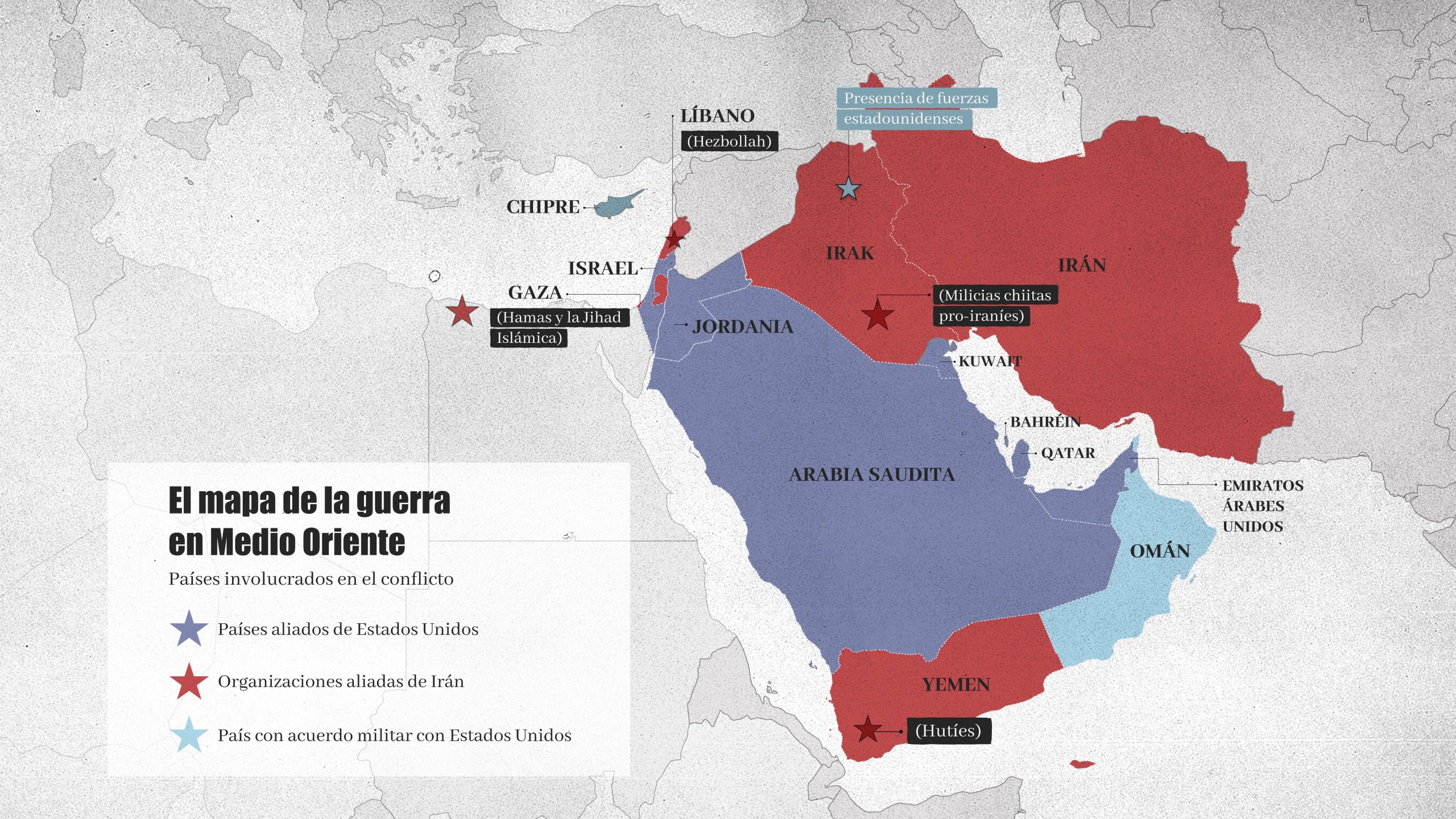 El mapa del conflicto en Medio Oriente. Foto: Iván Paulucci/TN