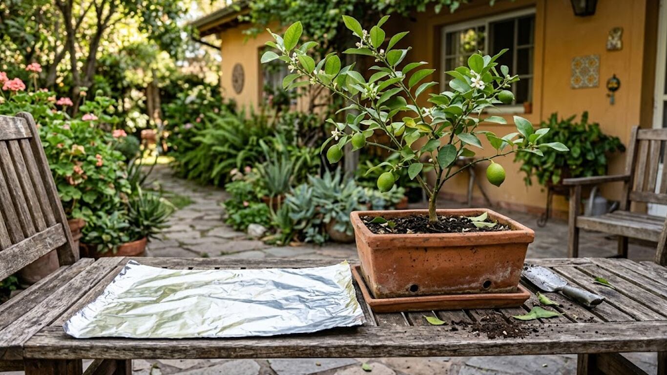 El papel aluminio es un gran aliado para las plantas del jardín. (Imagen ilustrativa generada con IA).