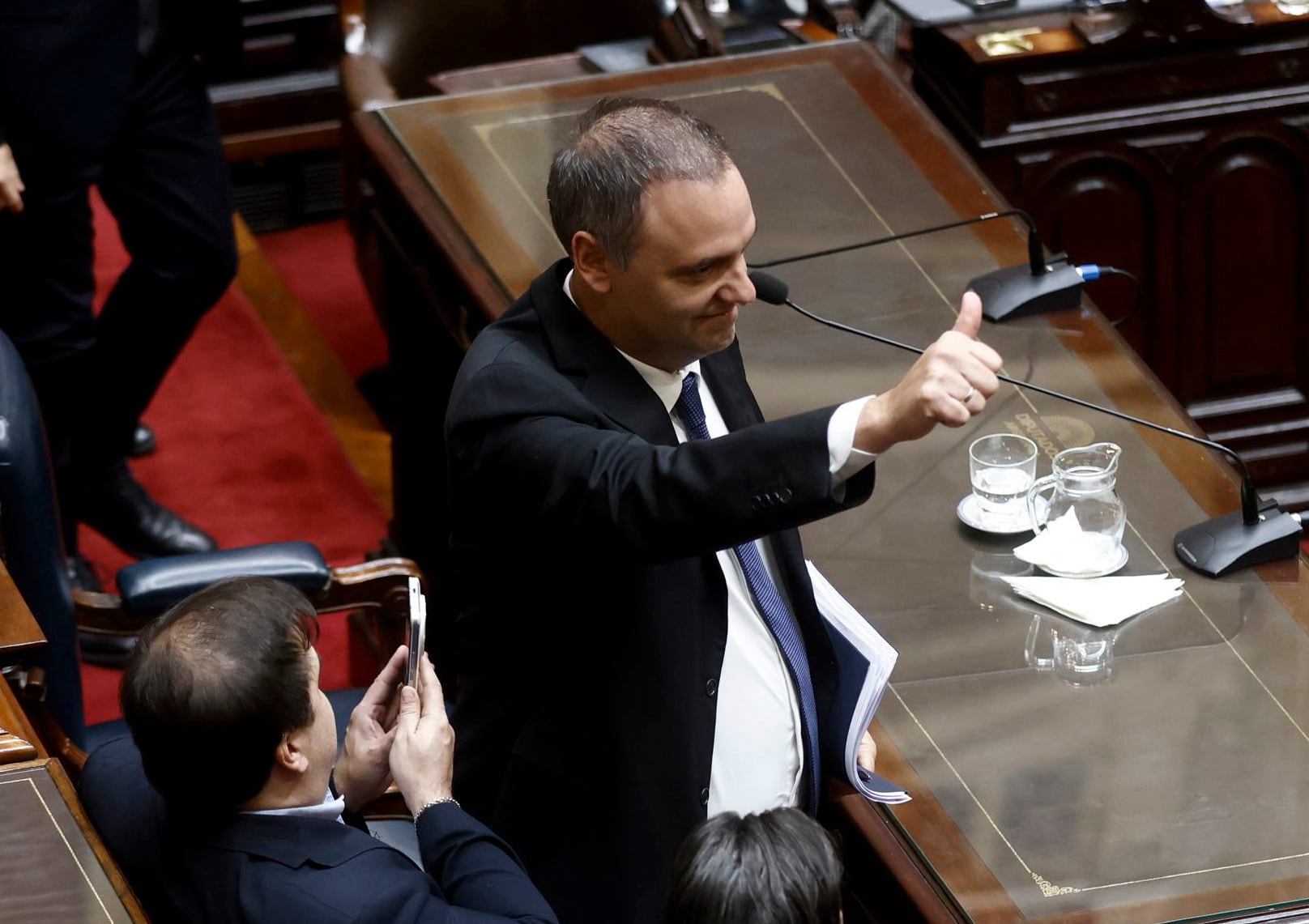 Manuel Adorni tras finalizar su informe de gestión este miércoles en el Congreso