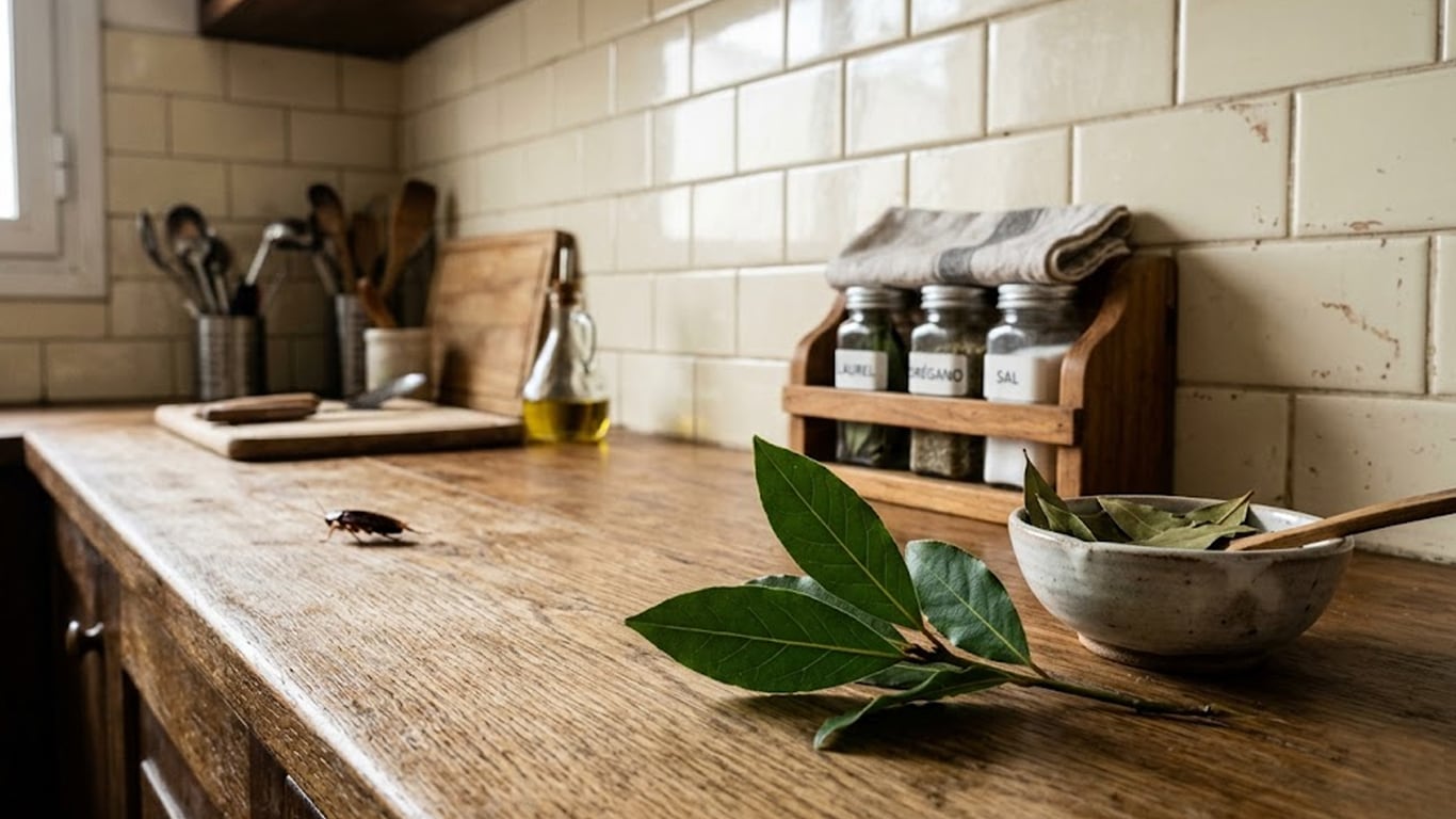 El aroma del laurel desorienta a las cucarachas y las aleja de tu cocina. (Imagen ilustrativa generada con IA)