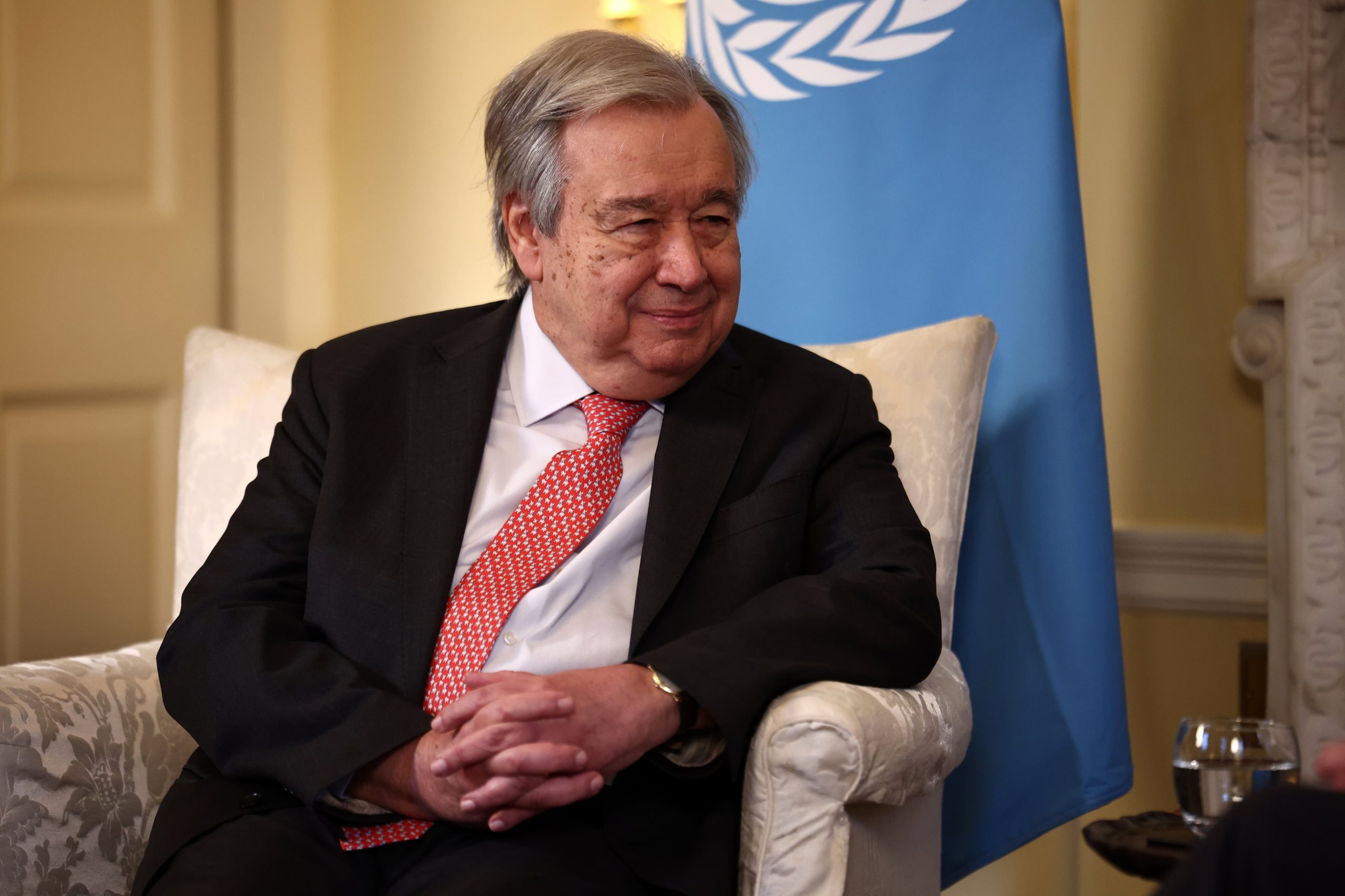 El secretario general de Naciones Unidas, António Guterres, hizo público su apoyo a la tregua alcanzada por Estados Unidos e Irán (Henry Nicholls/Pool Foto vía AP)