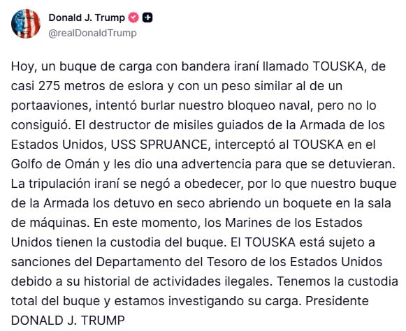 El posteo de Trump