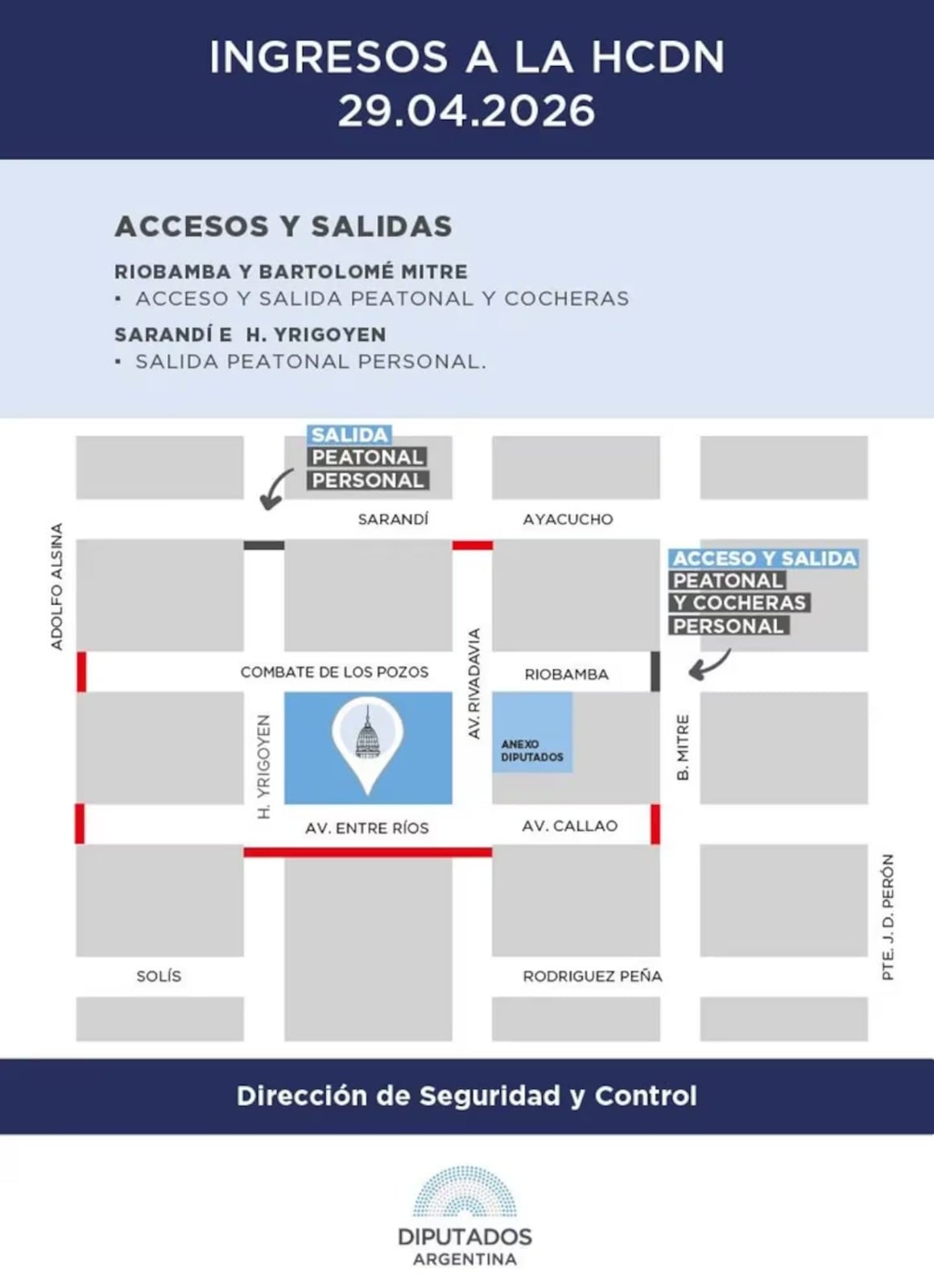 Mapa de cortes en las inmediaciones de la Ciudad por la presentación de Adorni