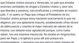 Trump criticó al papa León XIV por sus posturas sobre Irán y Venezuela