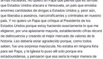 Trump criticó al papa León XIV por sus posturas sobre Irán y Venezuela