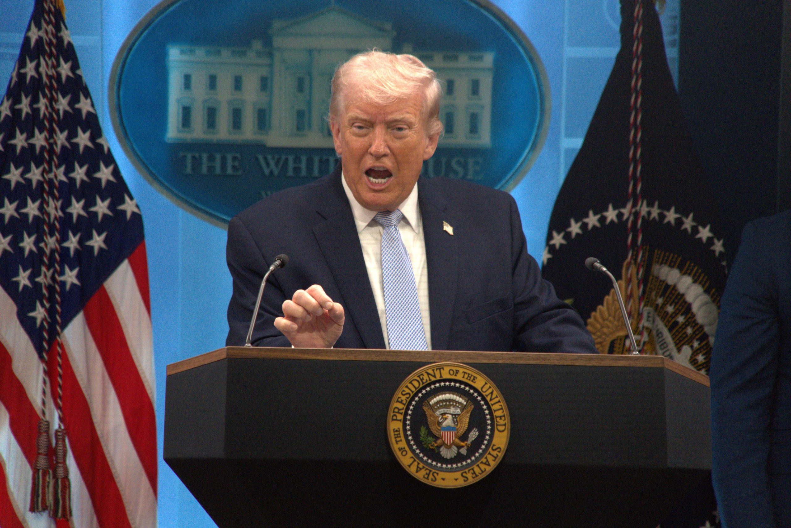 Donald Trump en la última conferencia de prensa en la Casa Blanca
