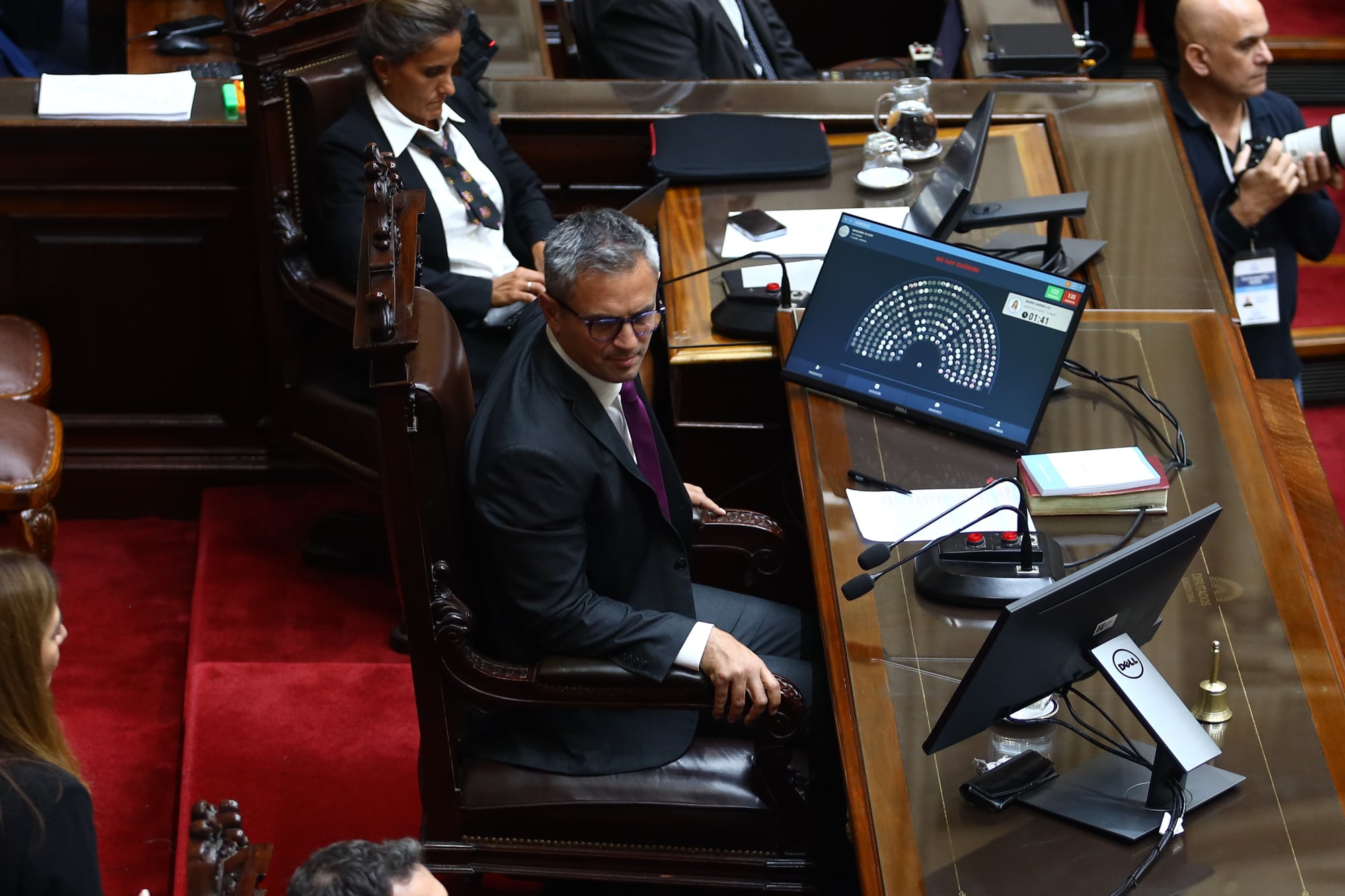 Martín Menem, en el estrado de la presidencia de Diputados