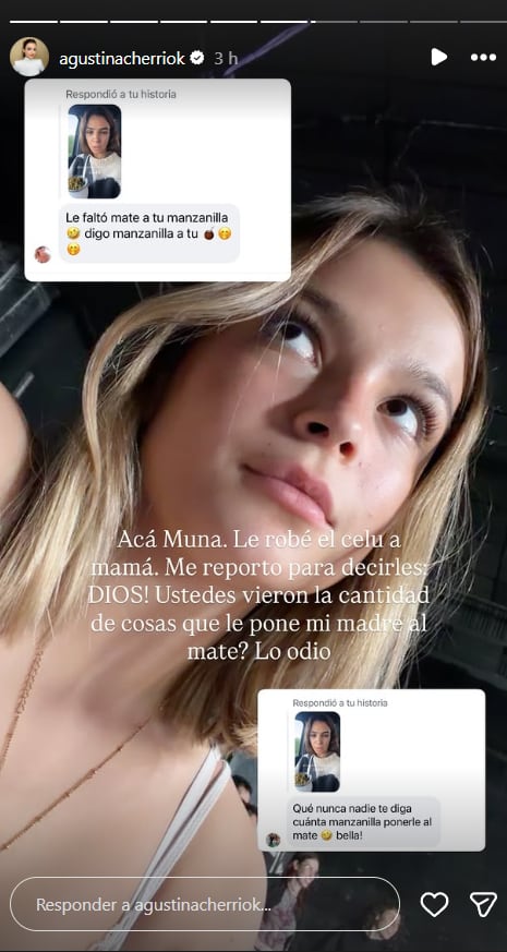 Muna Pauls se sumó a los cuestionamientos al mate que prepara su mamá. (Foto: Instagram /agustinacherriok)