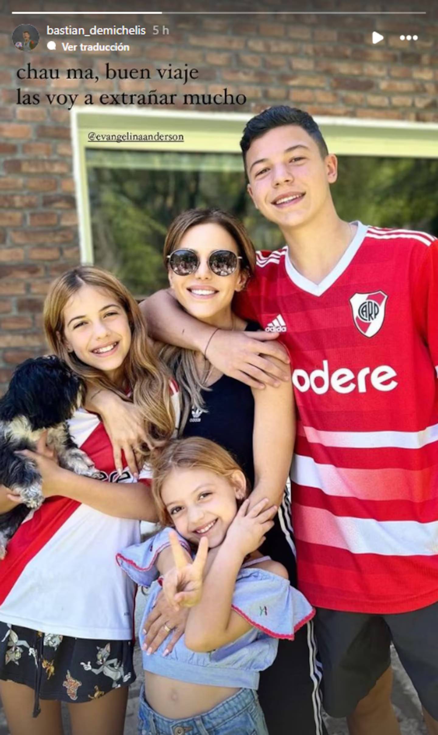 Evangelina Anderson con los hijos que tuvo con Martín Demichelis. (Foto: Instagram/@bastian_demichelis).