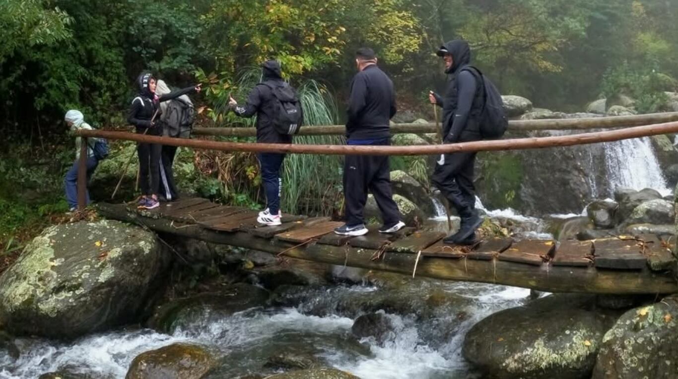 Tevez y su grupo recorrieron un total de 12 km, desde San Javier (Traslasierra) hasta la mitad del cerro. (Foto @ecochampaqui.turismo IG)