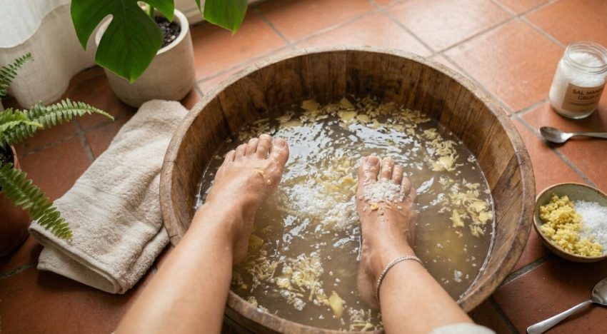 Lavarse los pies con jengibre rallado y sal: qué beneficios tiene y cuándo conviene hacerlo